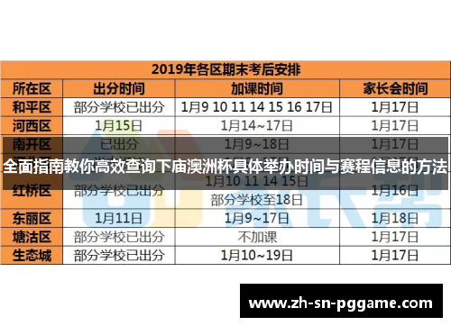 全面指南教你高效查询下庙澳洲杯具体举办时间与赛程信息的方法